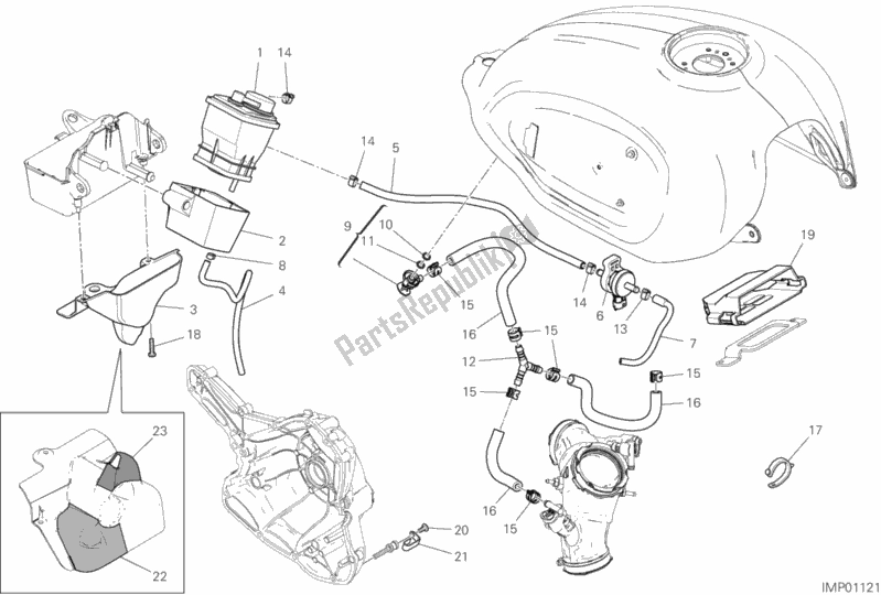 Wszystkie części do Filtr Kanistrowy Ducati Scrambler 1100 Sport USA 2018